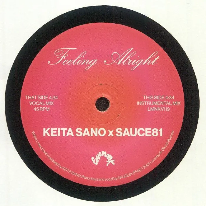 Back cover — Keita SANO / SAUCE81 — Feeling Alright
