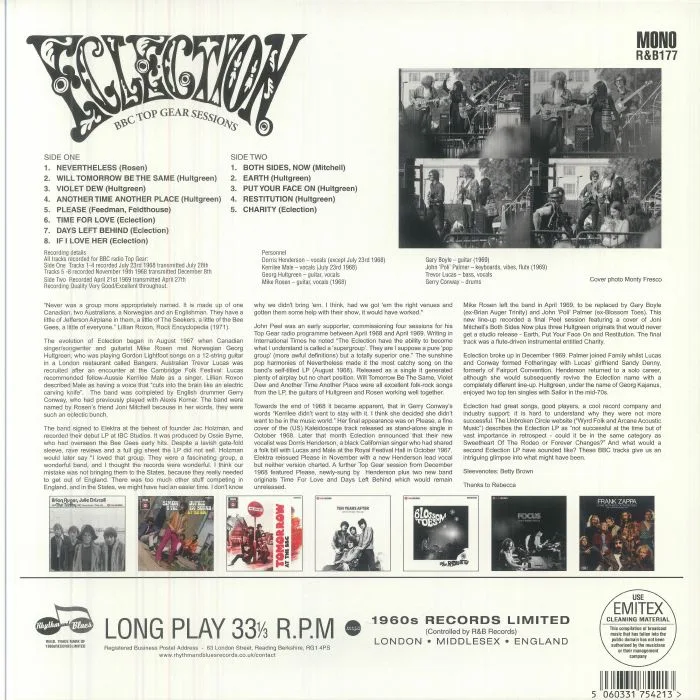 Back cover — ECLECTION — BBC Top Gear Sessions