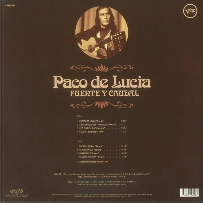 Back cover — PACO DE LUCIA — Fuente Y Caudal (B-STOCK)