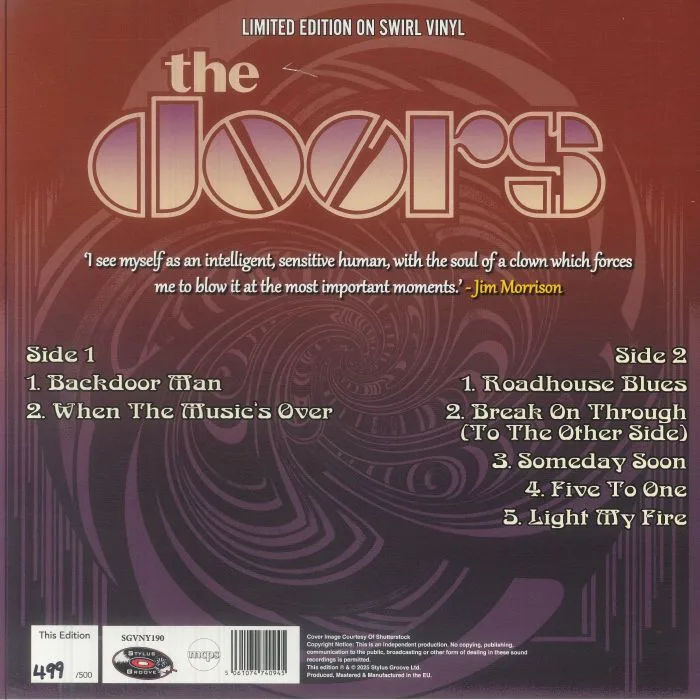 Back cover — The DOORS — Turn Out The Lights (reissue)