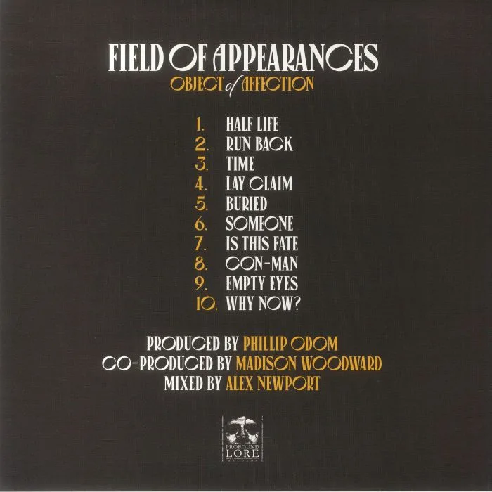 Back cover — OBJECT OF AFFECTION — Field Of Appearances