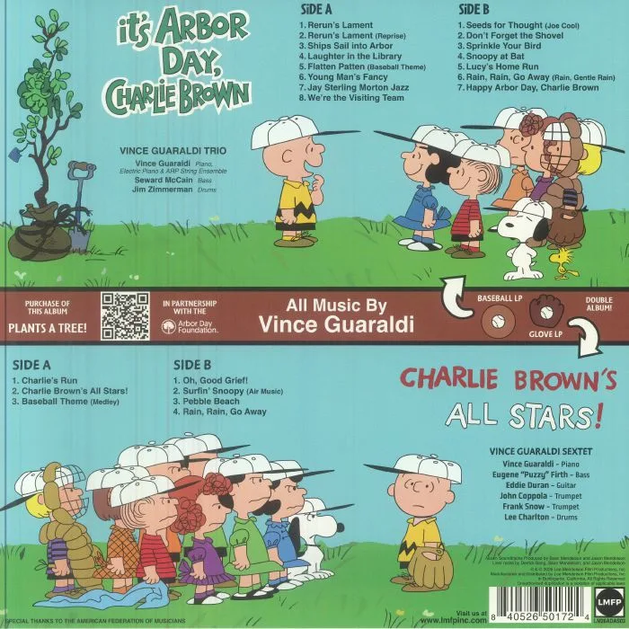 Обратная сторона обложки — Vince GUARALDI — A Peanuts Double Play: 2 Vince Guaraldi Soundtracks (Record Store Day RSD 2026)