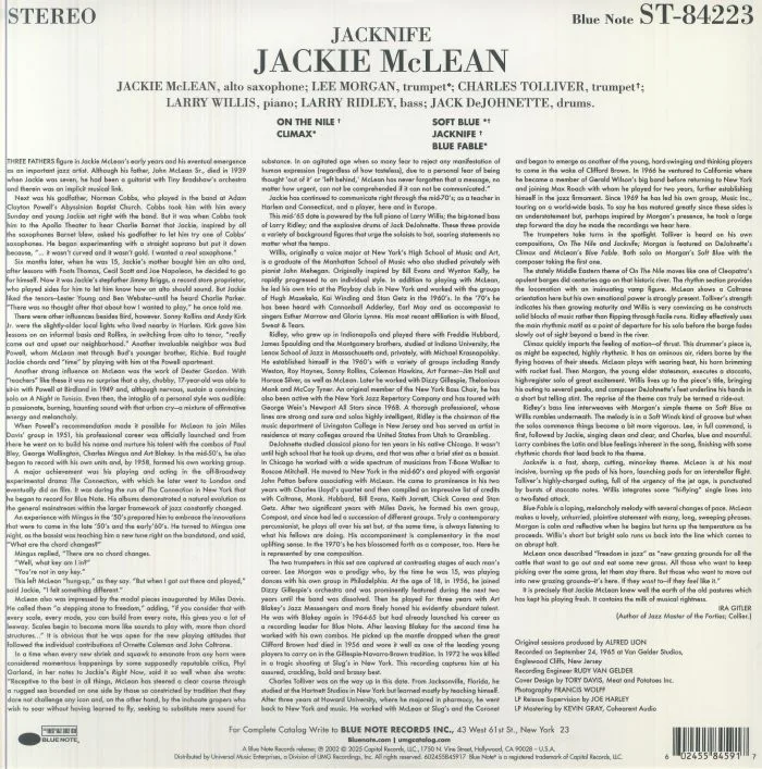Обратная сторона обложки — Jackie McLEAN — Jacknife (Tone Poet Series)