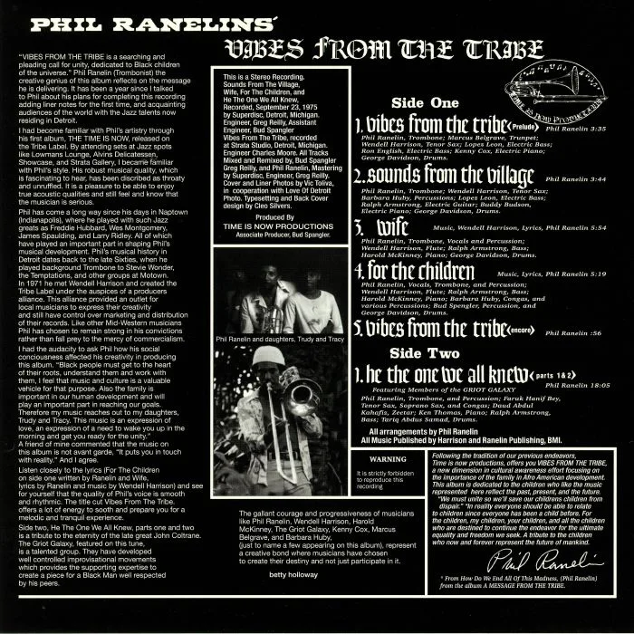 Обратная сторона обложки — Phil RANELIN — Vibes From The Tribe (remastered)