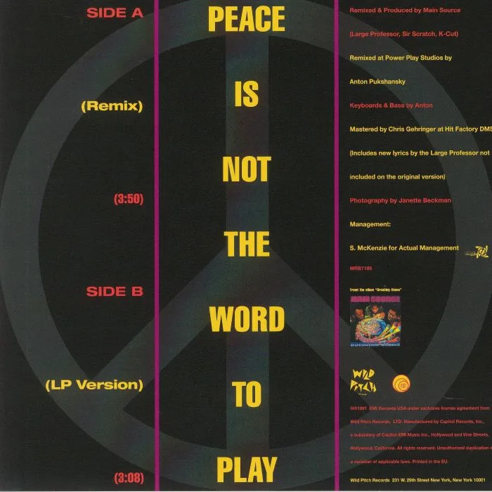 Back cover — MAIN SOURCE — Peace Is Not The Word To Play