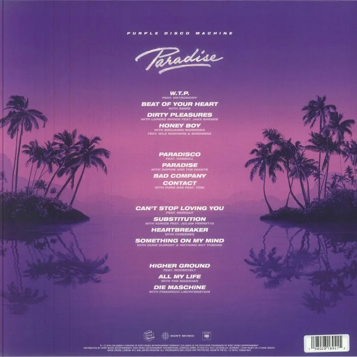 Обратная сторона обложки — PURPLE DISCO MACHINE — Paradise