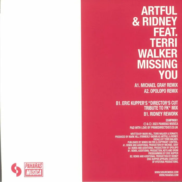Back cover — ARTFUL & RIDNEY feat TERRI WALKER — Missing You (Record Store Day RSD 2023)