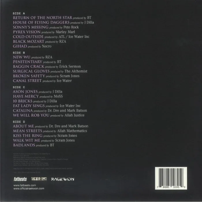 Back cover — RAEKWON — Only Built 4 Cuban Linx Pt II: The Instrumentals (Shaolin Noir Edition)