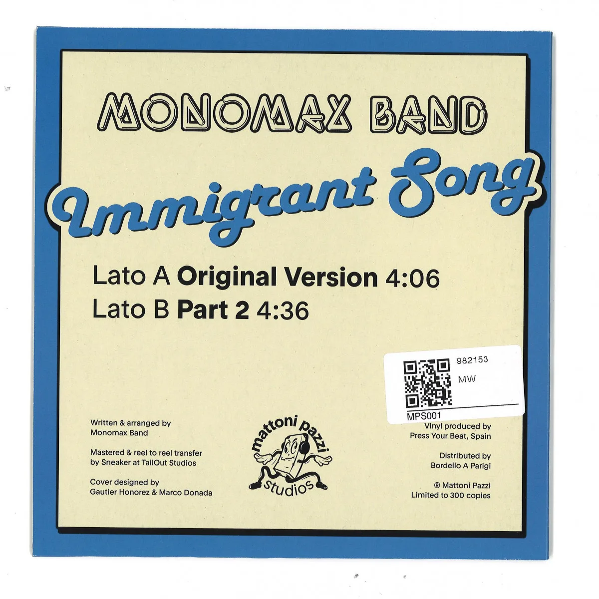 Back cover — Monomax Band — MMIGRANT SONG