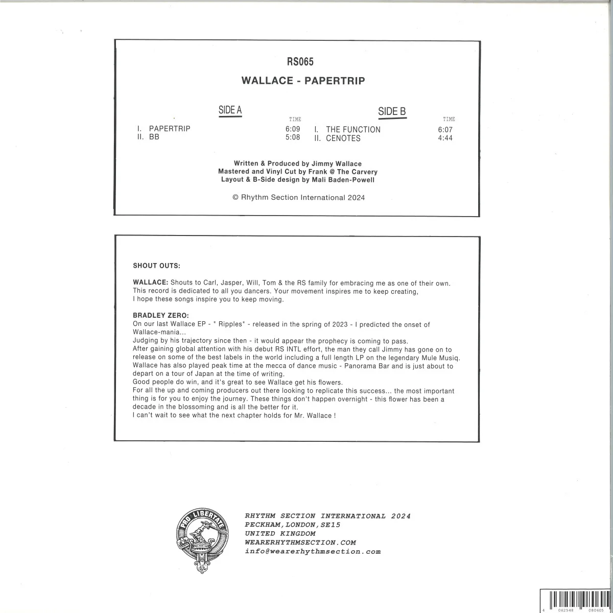 Back cover — Wallace — Papertrip