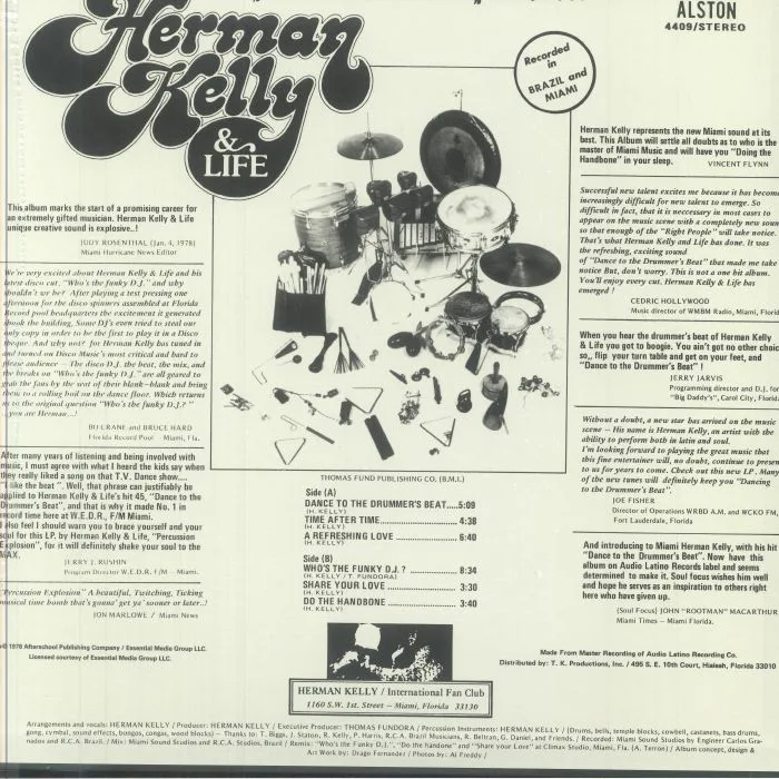 Back cover — Herman KELLY & LIFE — Percussion Explosion! (reissue)
