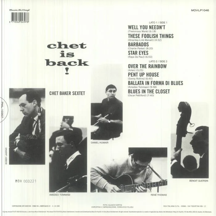 Back cover — Chet BAKER — Chet Is Back! (reissue)