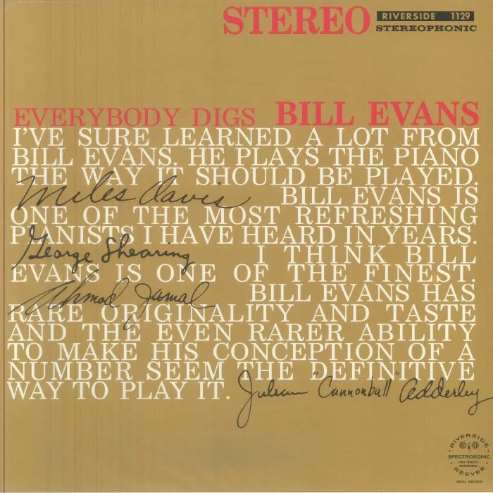 Front cover — BILL EVANS TRIO — Everybody Digs Bill Evans (Fantasy 45 Series)