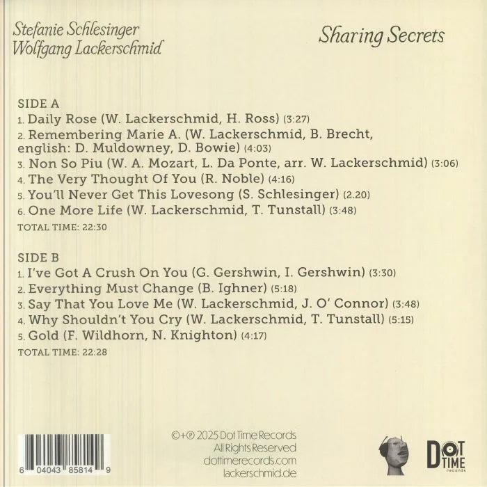 Back cover — Stefanie SCHLESINGER / WOLFGANG LACKERSCHMID — Sharing Secrets