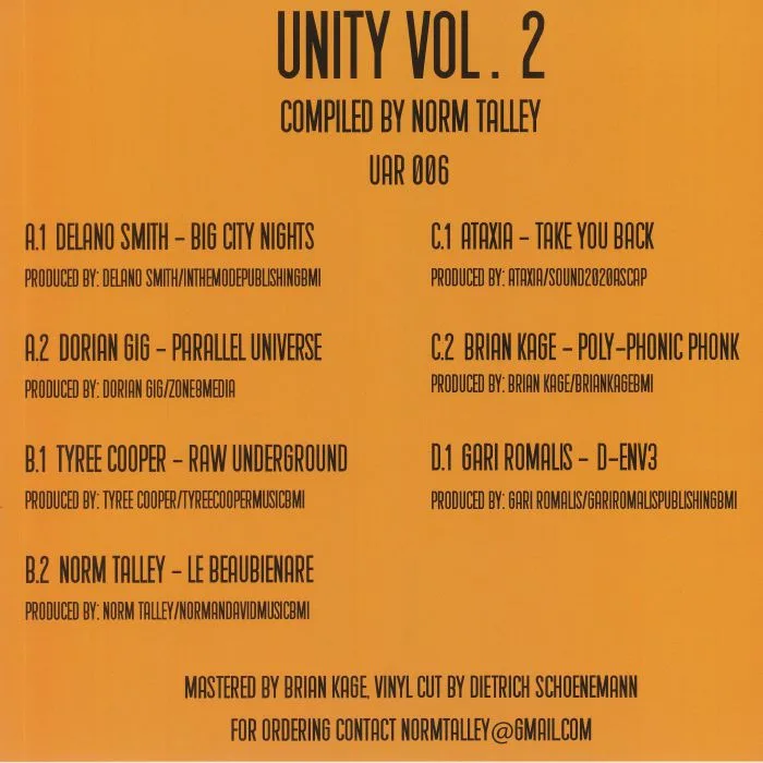 Back cover — VARIOUS — Unity Vol 2 (feat Delano Smith, Tyree Cooper, Norm Talley, Brian Kage)