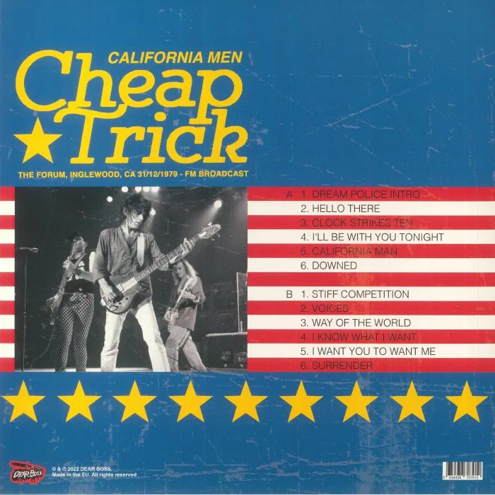 Обратная сторона обложки — CHEAP TRICK — California Men: The Forum Inglewood CA 31 / 12 / 1979 FM Broadcast