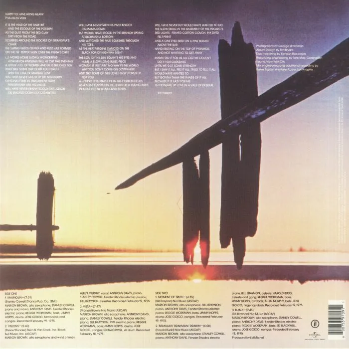 Обратная сторона обложки — Marion BROWN — Vista