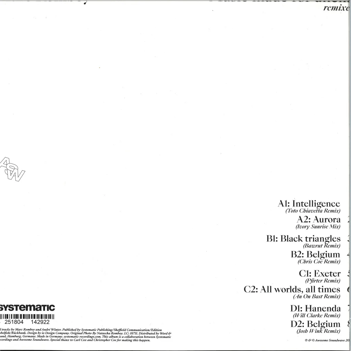 Back cover — Marc Romboy — Music Made For Aliens (Remixes) (2x12")