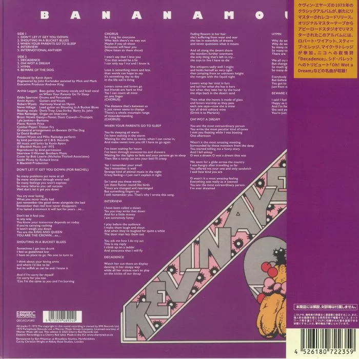 Обратная сторона обложки — Kevin AYERS — Bananamour (remastered)