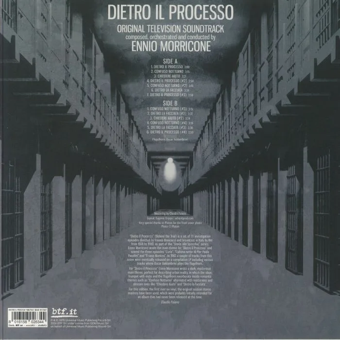 Обратная сторона обложки — Ennio MORRICONE — Dietro Il Processo (Soundtrack) (Record Store Day RSD 2025)
