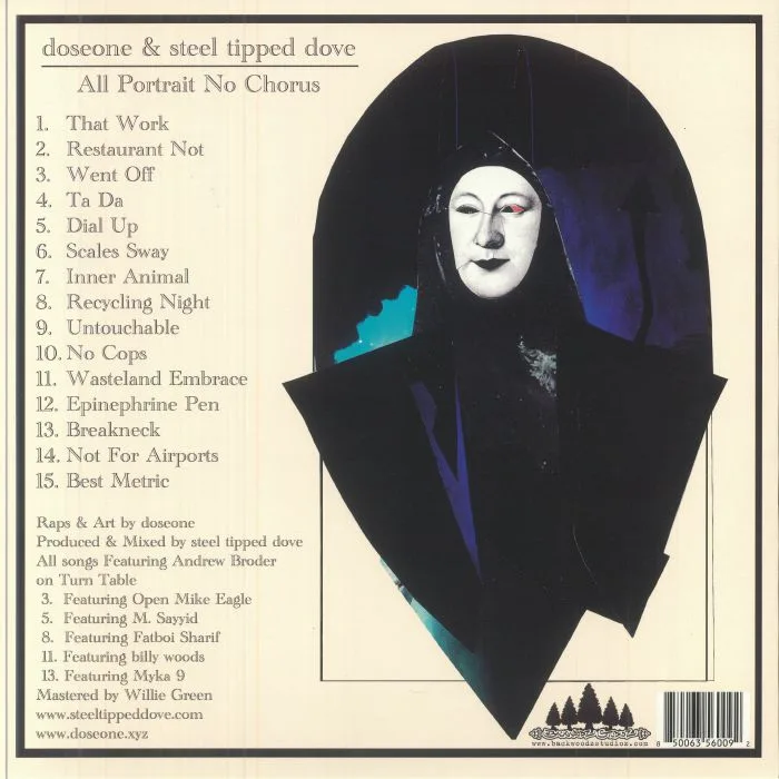 Back cover — DOSEONE / STEEL TIPPED DOVE — All Portrait No Chorus