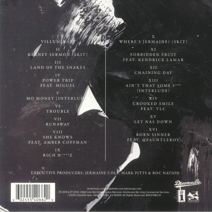 Back cover — J COLE — Born Sinner