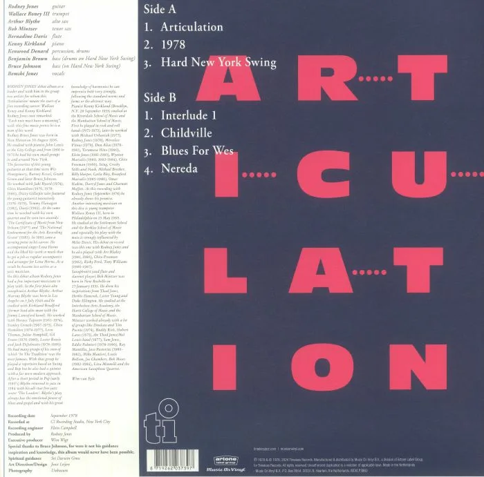 Back cover — Rodney JONES — Articulation