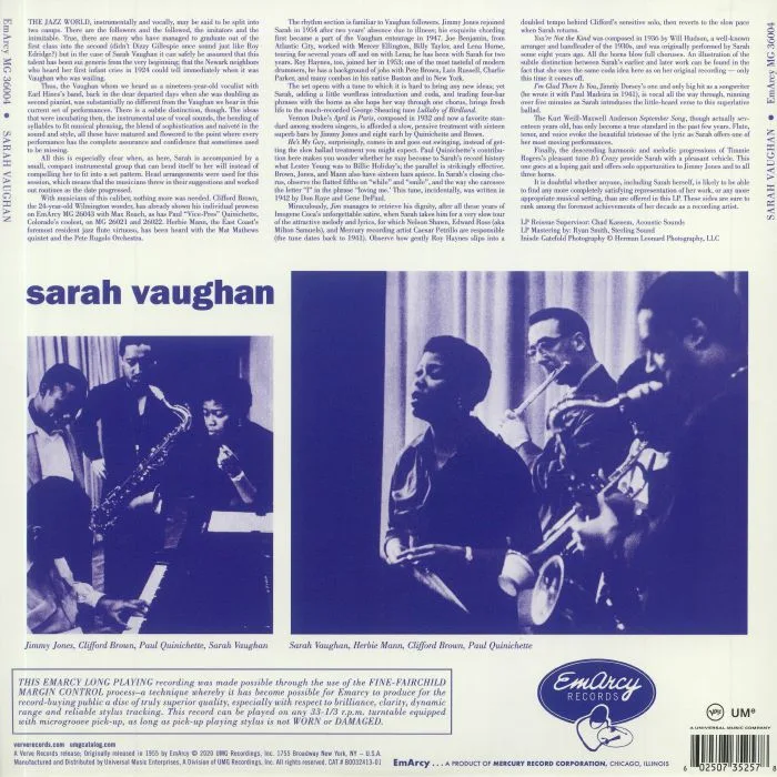 Back cover — Sarah VAUGHAN — Sarah Vaughan (remastered)