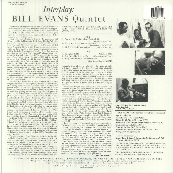 Обратная сторона обложки — BILL EVANS TRIO — Interplay (remastered)