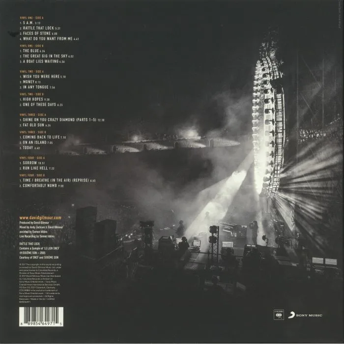 Back cover — David GILMOUR — Live At Pompeii
