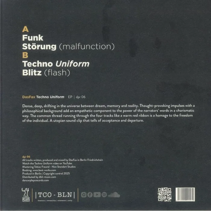 Back cover — DAS FAX — Techno Uniform