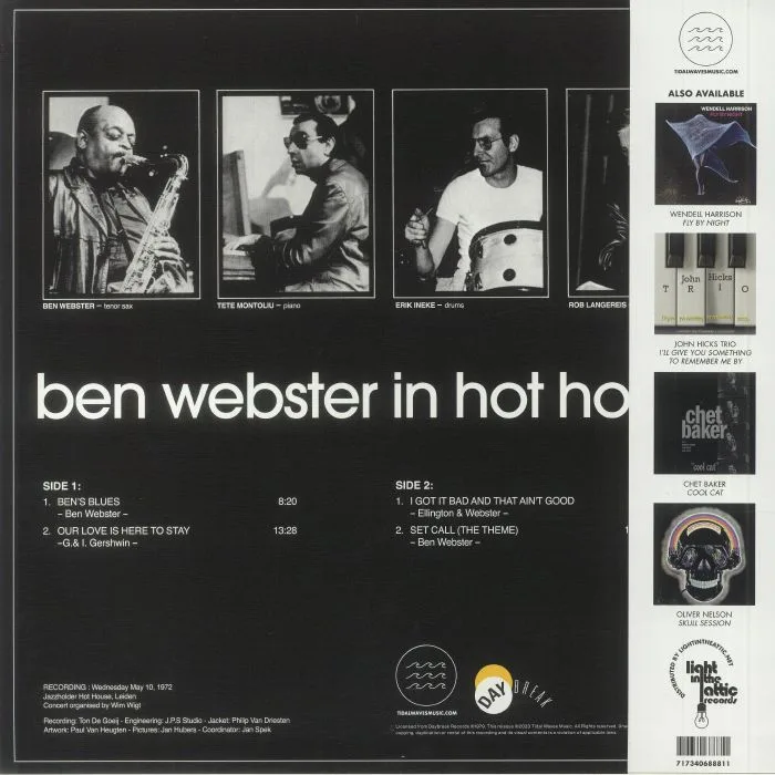 Обратная сторона обложки — Ben WEBSTER — In Hot House (reissue)