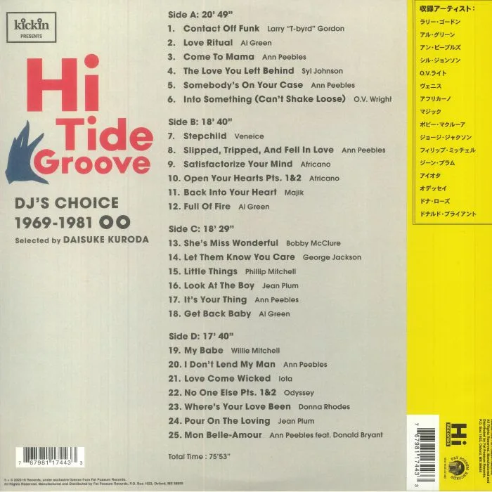 Обратная сторона обложки — Daisuke KURODA / VARIOUS — Hi Tide Groove: DJ's Choice 1969-1981