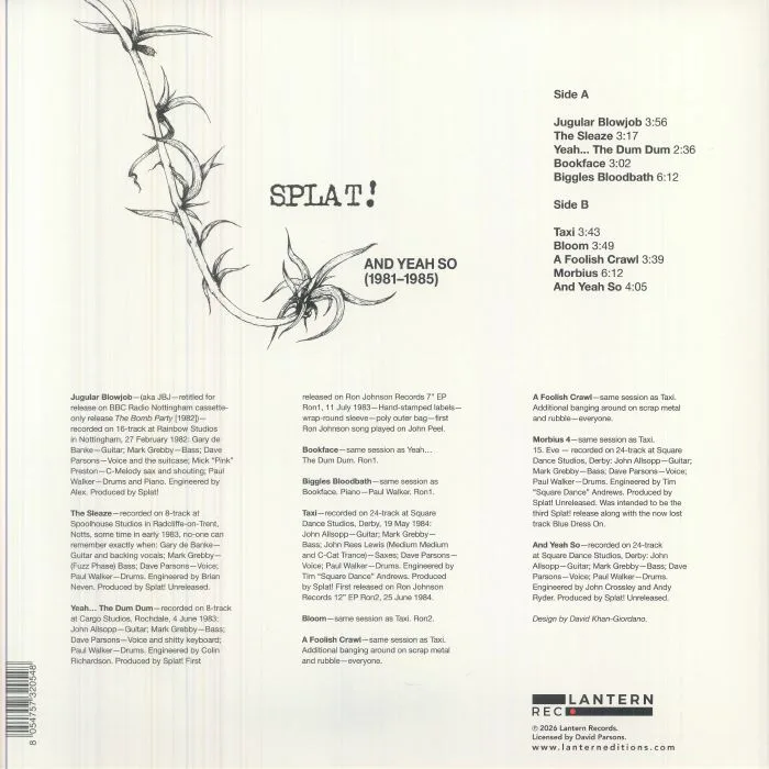 Обратная сторона обложки — SPLAT! — And Yeah So (1981-1985) (Record Store Day RSD 2026)