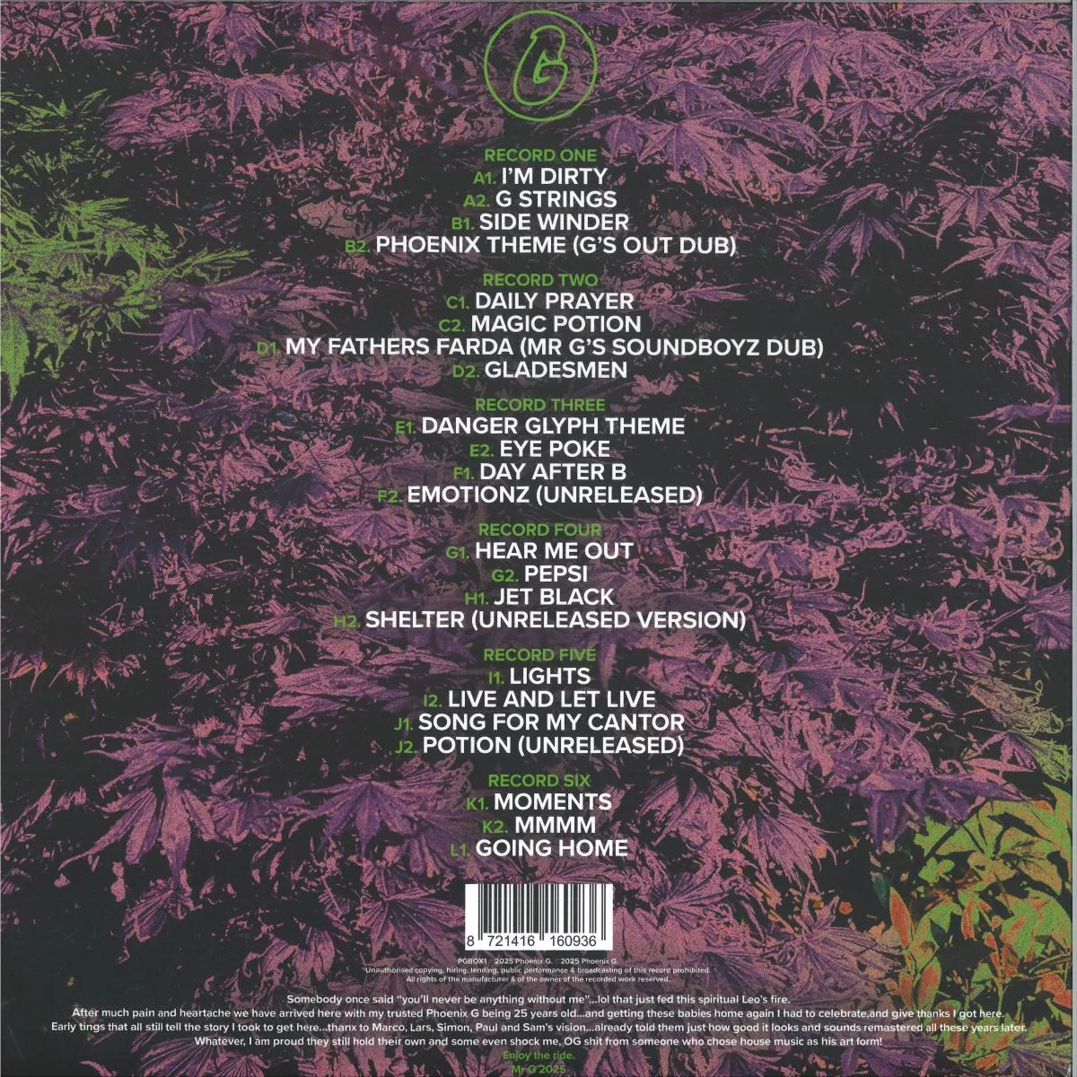 Back cover — Mr. G — OG Retrospective 6x12"