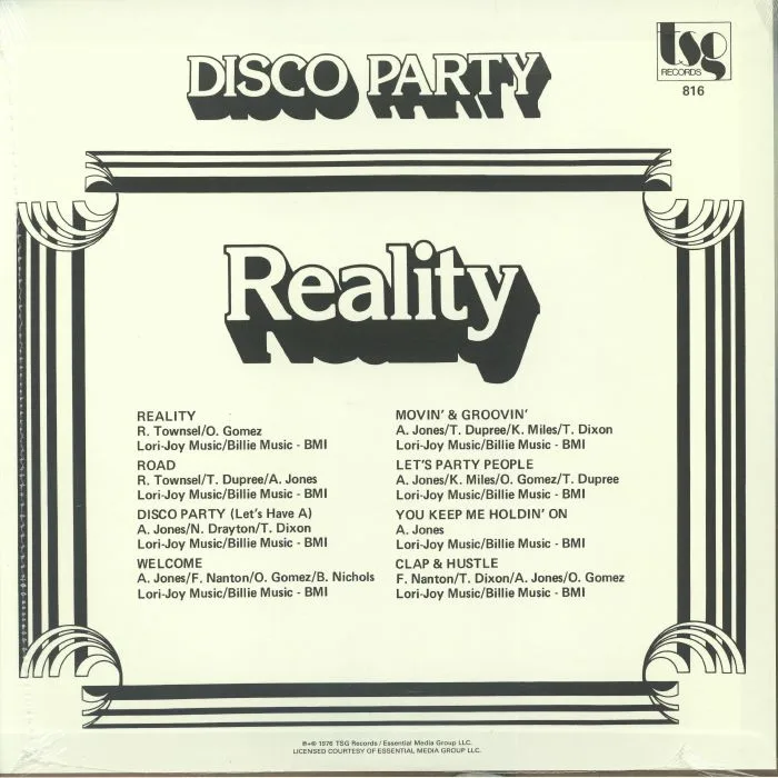 Обратная сторона обложки — REALITY — Disco Party LP