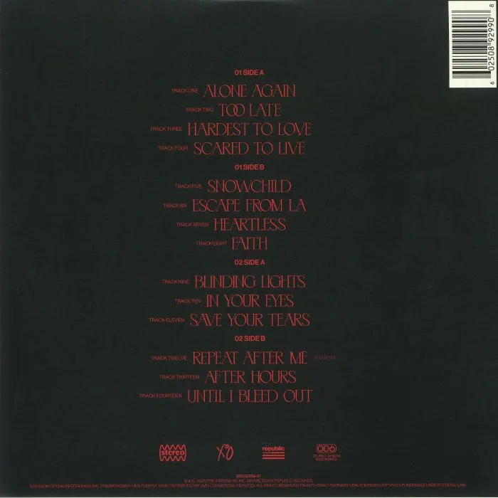 Back cover — The WEEKND — After Hours