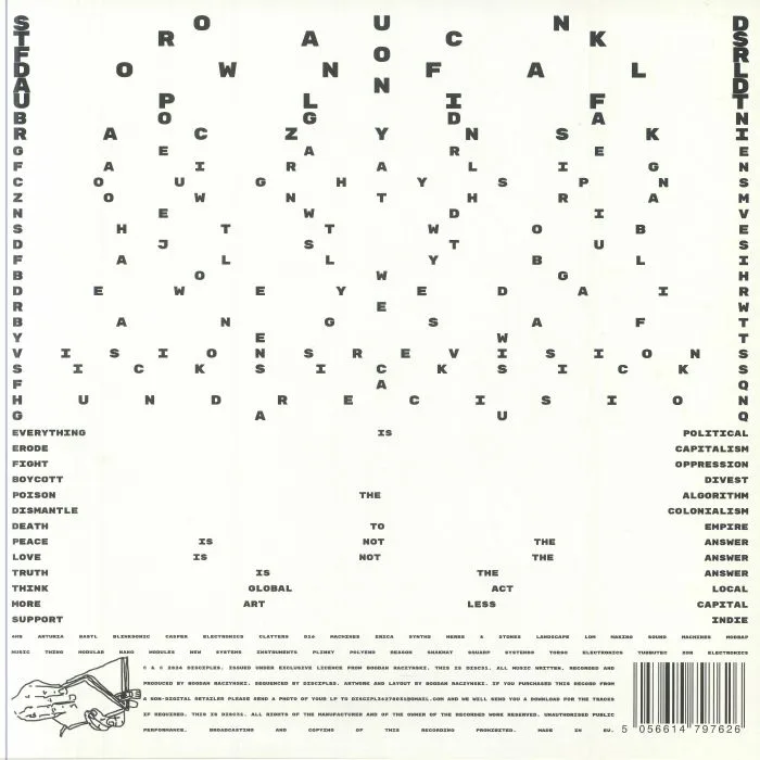 Back cover — Bogdan Raczynski — You're Only Young Once But You Can Be Stupid Forever LP