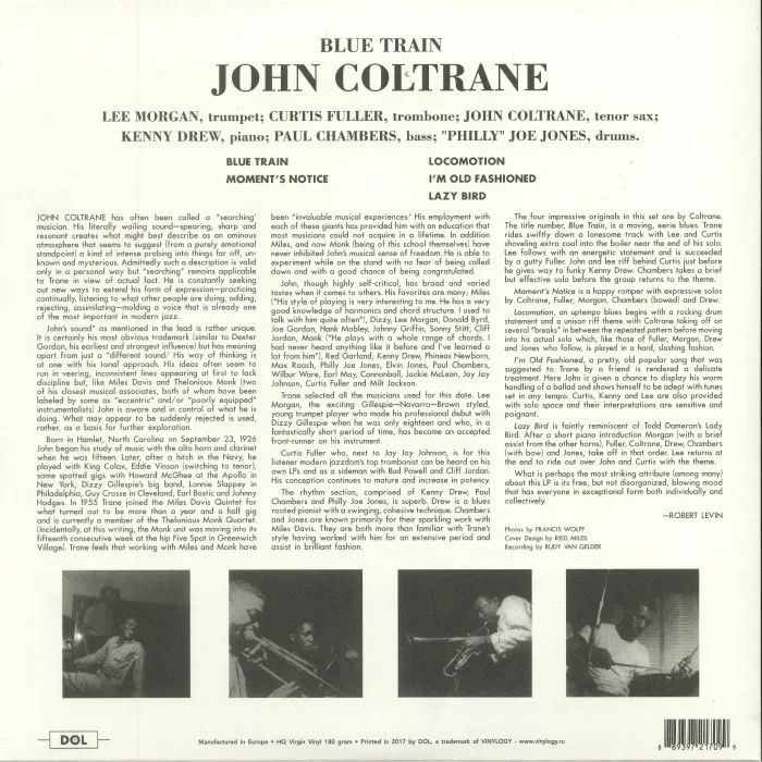 Back cover — John COLTRANE — Blue Train (reissue)