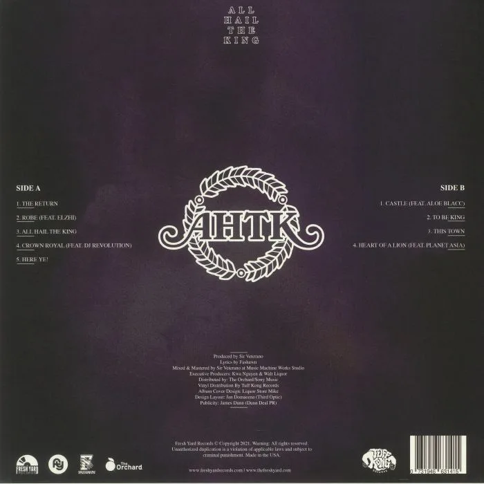 Back cover — FASHAWN / SIR VETERANO — All Hail The King