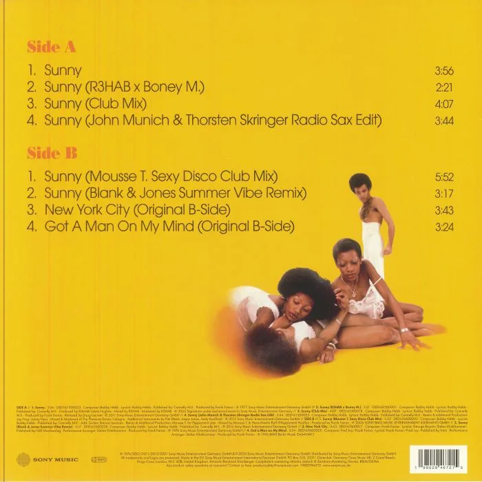 Back cover — BONEY M — Sunny (reissue)