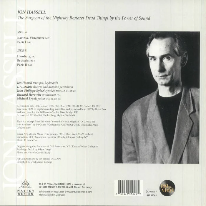 Back cover — Jon HASSELL — The Surgeon Of The Nightsky Restored Dead Things By The Power Of Sound
