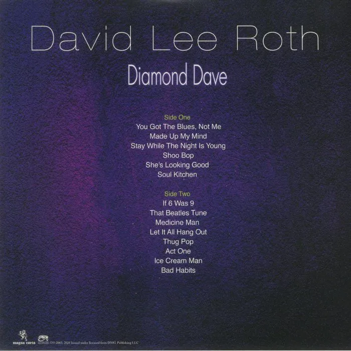 Back cover — David Lee ROTH — Diamond Dave