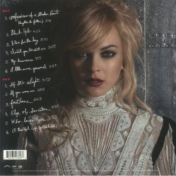 Back cover — Lindsay LOHAN — A Little More Personal (RAW) (reissue)