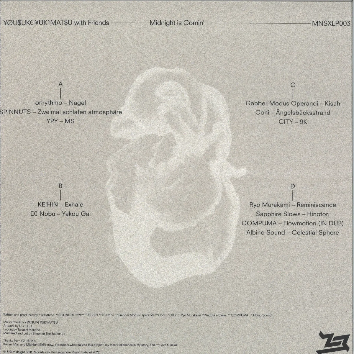 Обратная сторона обложки — ¥Øu$Uk€ ¥Uk1Mat$U W/Friends — Midnight is Comin' LP (2x12")