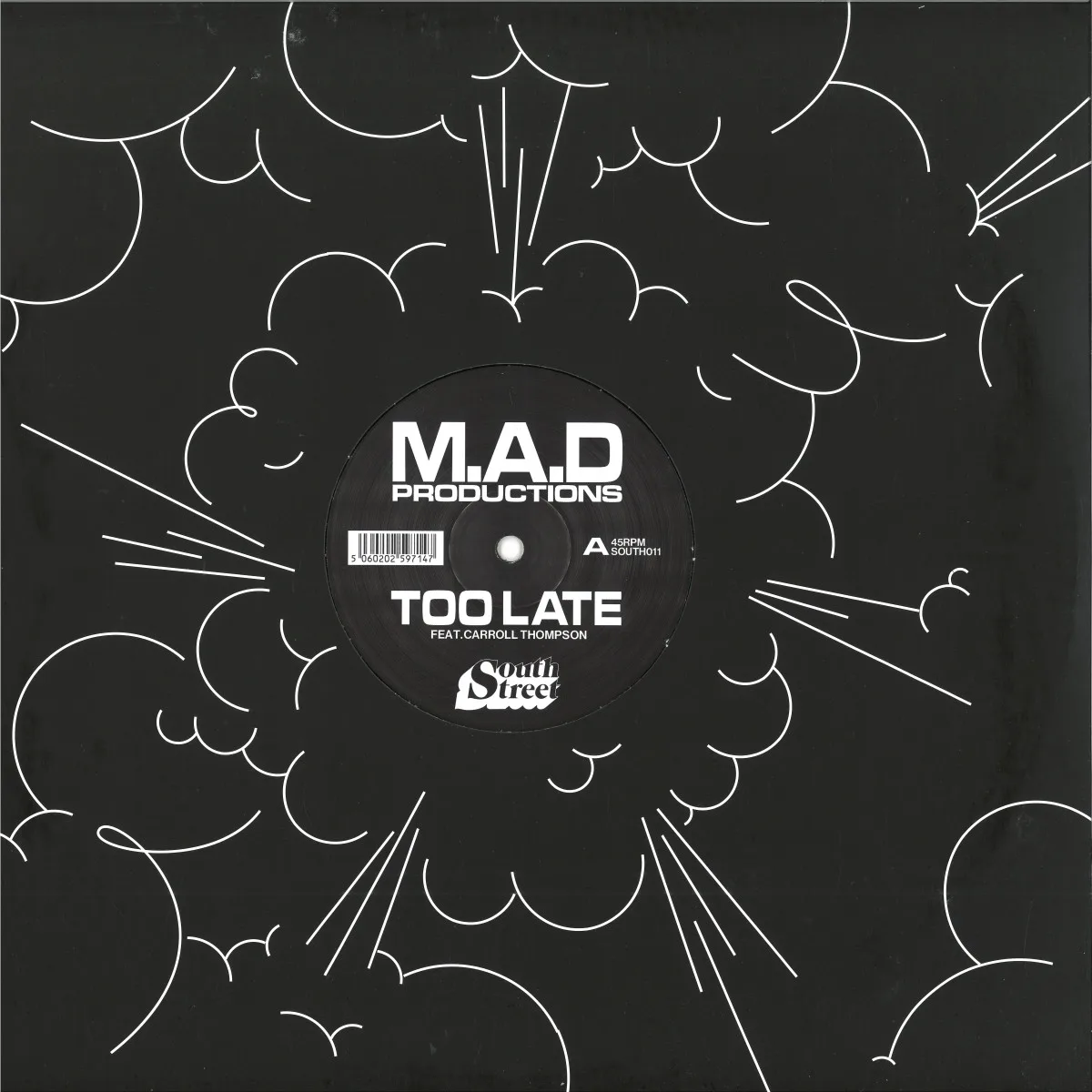 Front cover — M.a.d Productions Featuring Carroll Thompson — Too Late