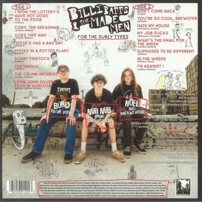 Back cover — Billy BATTS & THE MADE MEN — For The Surly Types