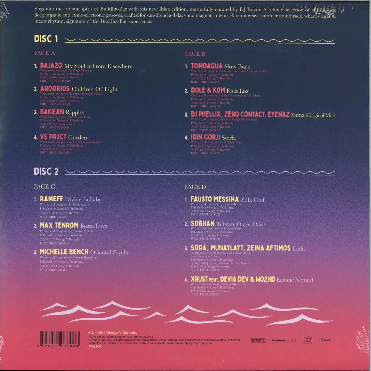 Обратная сторона обложки — RAVIN / BUDDHA BAR PRESENTS — BUDDHA BAR - SUMMER SESSIONS IBIZA LP 2x12"