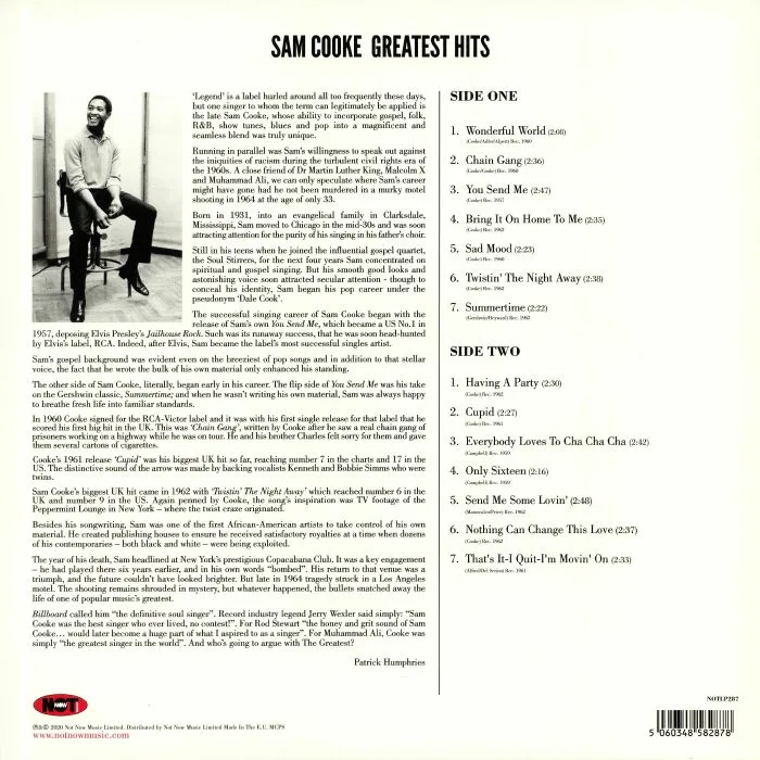 Back cover — Sam COOKE — Greatest Hits