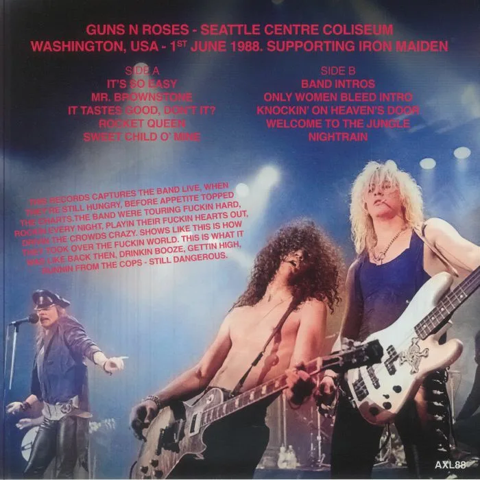 Обратная сторона обложки — GUNS N' ROSES — Destruction: Live At Seattle Coliseum June 1st 1988